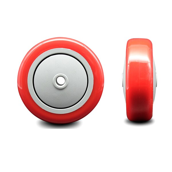 SCC - 4" Red Poly on Polyolefin Wheel Only - 3/8" Bore - 350 lbs Capacity